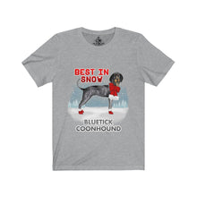 Load image into Gallery viewer, Bluetick Coonhound Best In Snow Unisex Jersey Short Sleeve Tee