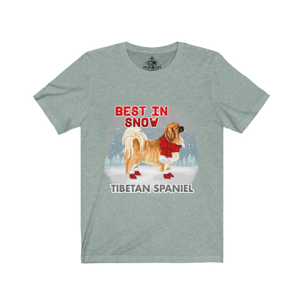 Tibetan Spaniel Best In Snow Unisex Jersey Short Sleeve Tee
