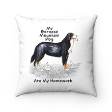 Load image into Gallery viewer, My Bernese Mountain Dog Ate My Homework Square Pillow