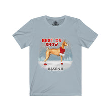 Load image into Gallery viewer, Basenji Best In Snow Unisex Jersey Short Sleeve Tee