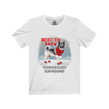 Load image into Gallery viewer, Norwegian Elkhound Best In Snow Unisex Jersey Short Sleeve Tee