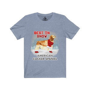 American Cocker Spaniel Best In Snow Unisex Jersey Short Sleeve Tee