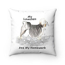 Load image into Gallery viewer, My Lowchen Ate My Homework Square Pillow