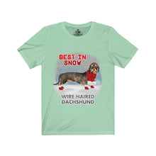 Load image into Gallery viewer, Wire Haired Dachshund Best In Snow Unisex Jersey Short Sleeve Tee