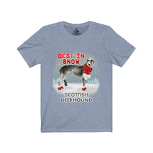 Load image into Gallery viewer, Scottish Deerhound Best In Snow Unisex Jersey Short Sleeve Tee