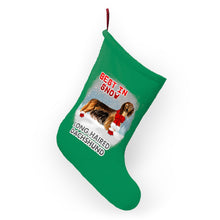 Load image into Gallery viewer, Long Haired Dachshund Best In Snow Christmas Stockings