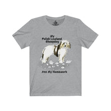 Load image into Gallery viewer, My Polish Lowland Sheepdog Ate My Homework Unisex Jersey Short Sleeve Tee