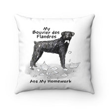 Load image into Gallery viewer, My Bouvier Des Flandres Ate My Homework Square Pillow