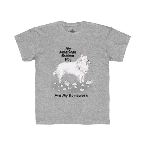My American Eskimo Dog Ate My Homework Kids Regular Fit Tee