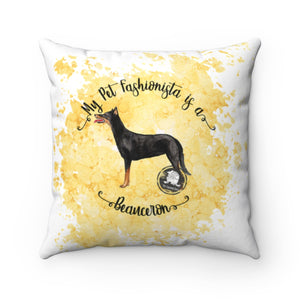 Beauceron Pet Fashionista Square Pillow