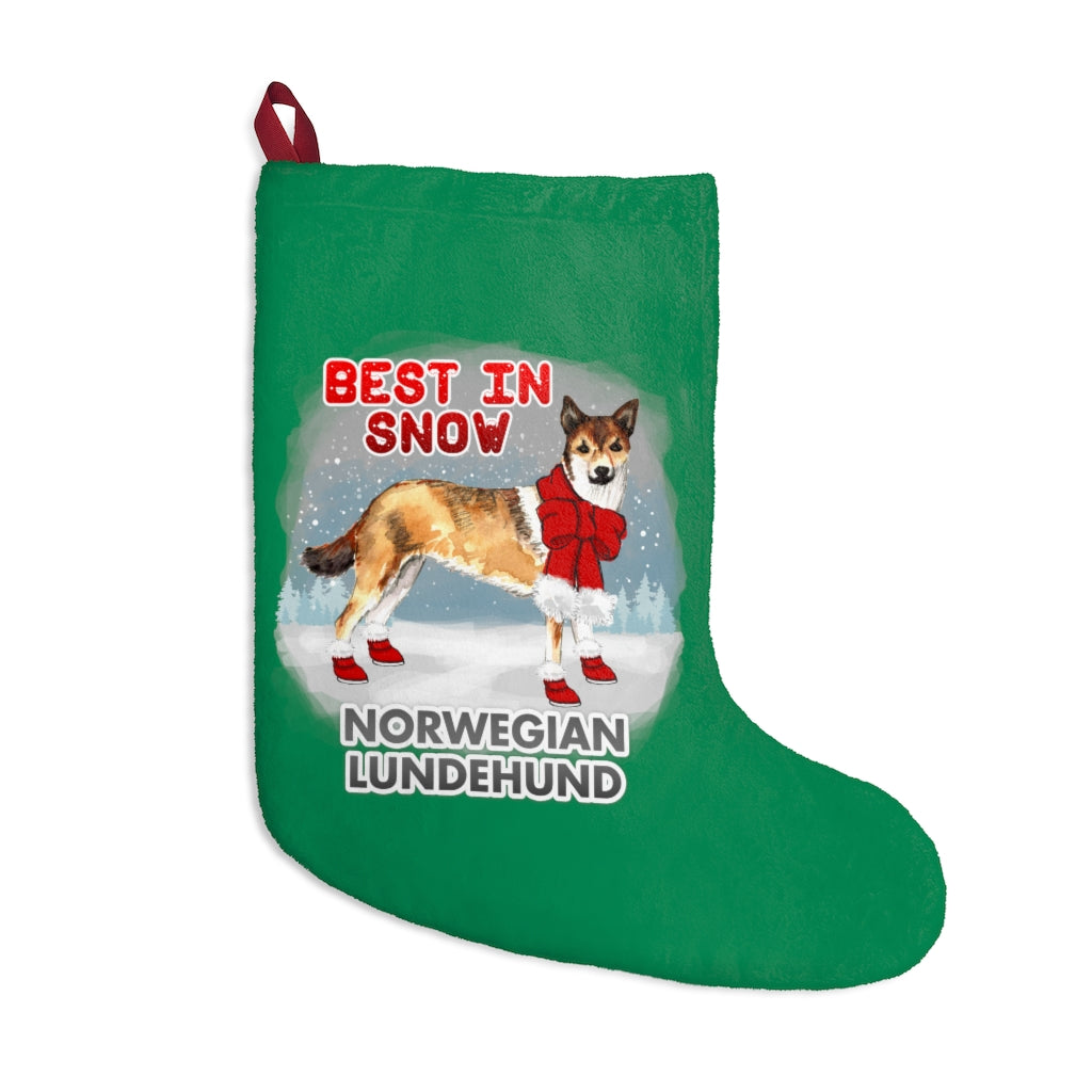 Norwegian Lundehund Best In Snow Christmas Stockings