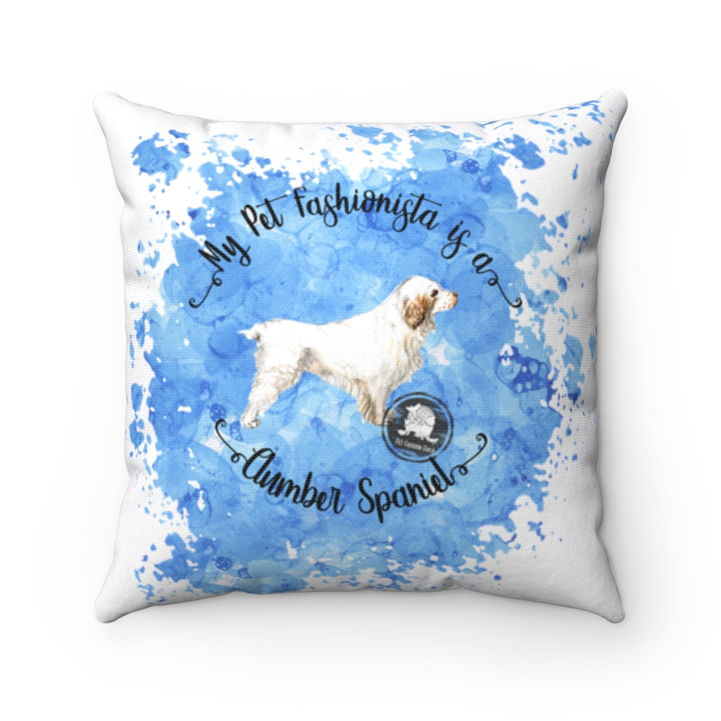 Clumber Spaniel Pet Fashionista Square Pillow