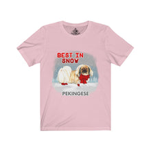 Load image into Gallery viewer, Pekingese Best In Snow Unisex Jersey Short Sleeve Tee