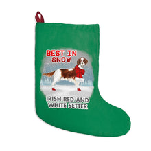 Load image into Gallery viewer, Irish Red and White Setter Best In Snow Christmas Stockings
