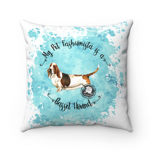 Basset Hound Pet Fashionista Square Pillow