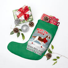 Load image into Gallery viewer, Irish Red and White Setter Best In Snow Christmas Stockings