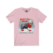 Load image into Gallery viewer, Bearded Collie Best In Snow Unisex Jersey Short Sleeve Tee