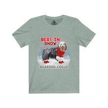 Load image into Gallery viewer, Bearded Collie Best In Snow Unisex Jersey Short Sleeve Tee