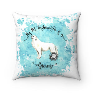 Great Pyrenees Pet Fashionista Square Pillow