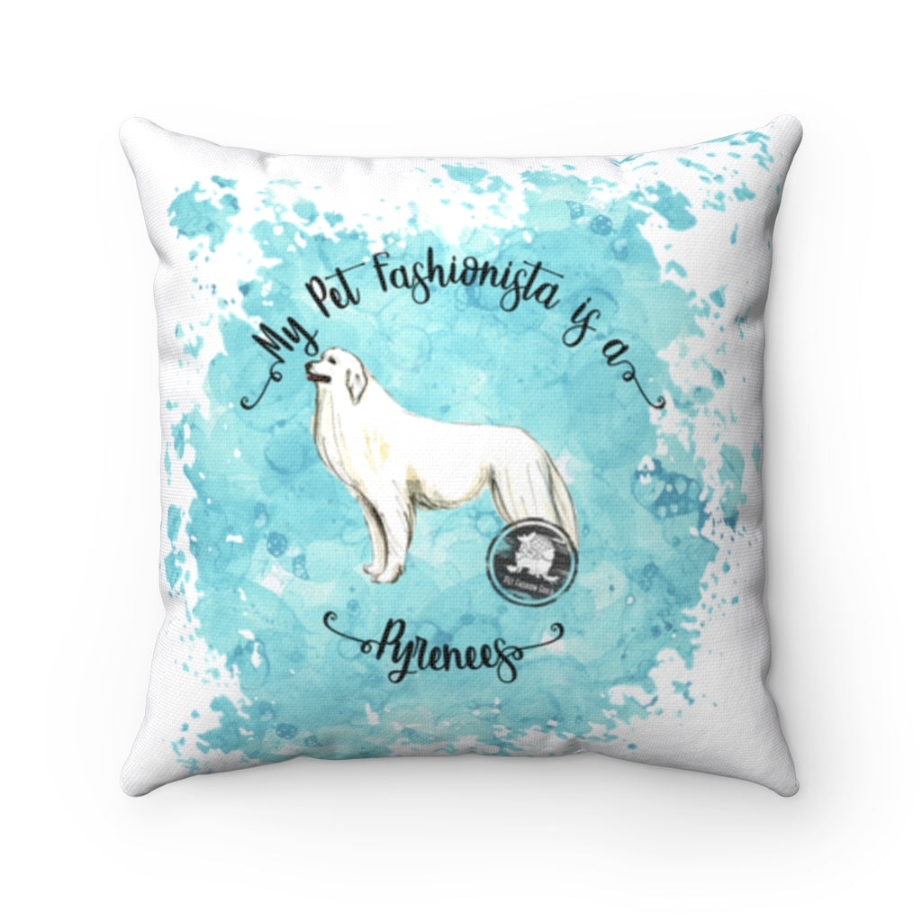 Great Pyrenees Pet Fashionista Square Pillow