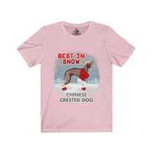 Load image into Gallery viewer, Chinese Crested Best In Snow Unisex Jersey Short Sleeve Tee