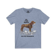 Load image into Gallery viewer, My Field Spaniel Dog Ate My Homework Unisex Jersey Short Sleeve Tee