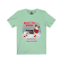 Load image into Gallery viewer, Swedish Vallhund Best In Snow Unisex Jersey Short Sleeve Tee