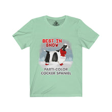 Load image into Gallery viewer, Parti-Color Cocker Spaniel Best In Snow Unisex Jersey Short Sleeve Tee