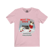 Load image into Gallery viewer, Swedish Vallhund Best In Snow Unisex Jersey Short Sleeve Tee