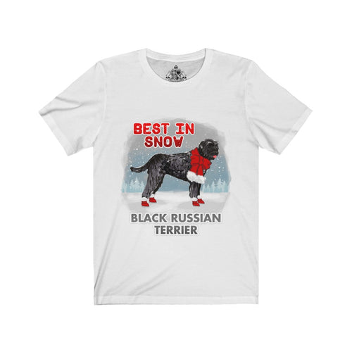 Black Russian Terrier Best In Snow Unisex Jersey Short Sleeve Tee