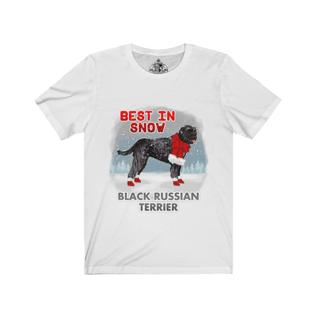 Black Russian Terrier Best In Snow Unisex Jersey Short Sleeve Tee