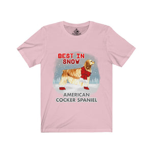 American Cocker Spaniel Best In Snow Unisex Jersey Short Sleeve Tee