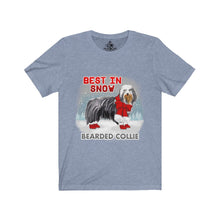 Load image into Gallery viewer, Bearded Collie Best In Snow Unisex Jersey Short Sleeve Tee