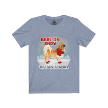 Load image into Gallery viewer, Tibetan Spaniel Best In Snow Unisex Jersey Short Sleeve Tee