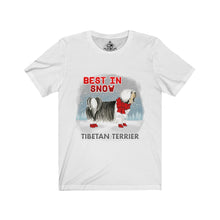 Load image into Gallery viewer, Tibetan Terrier Best In Snow Unisex Jersey Short Sleeve Tee