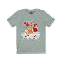 Load image into Gallery viewer, Rough Collie Best In Snow Unisex Jersey Short Sleeve Tee