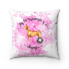 Load image into Gallery viewer, Basenji Pet Fashionista Square Pillow