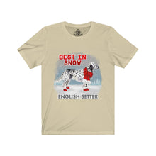 Load image into Gallery viewer, English Setter Best In Snow Unisex Jersey Short Sleeve Tee