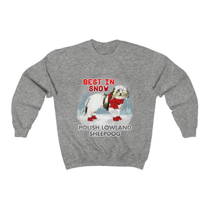 Polish Lowland Sheepdog Best In Snow Heavy Blend™ Crewneck Sweatshirt