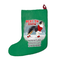 Load image into Gallery viewer, Miniature American Shepherd Best In Snow Christmas Stockings