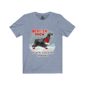 Black Cocker Spaniel Best In Snow Unisex Jersey Short Sleeve Tee