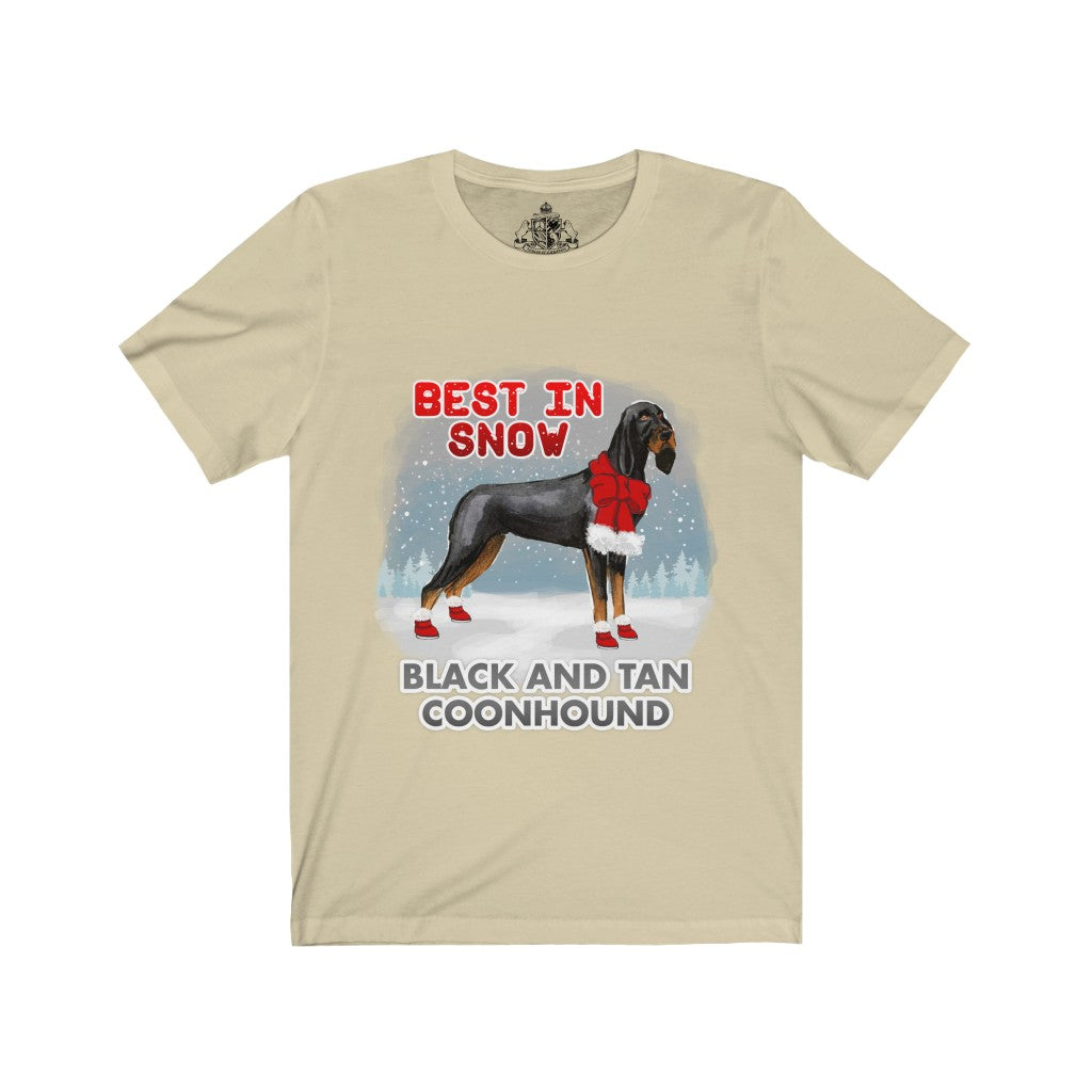 Black and Tan Coonhound Best In Snow Unisex Jersey Short Sleeve Tee