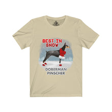 Load image into Gallery viewer, Doberman Pinscher Best In Snow Unisex Jersey Short Sleeve Tee
