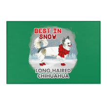 Load image into Gallery viewer, Long Haired Chihuahua Best In Snow Area Rug