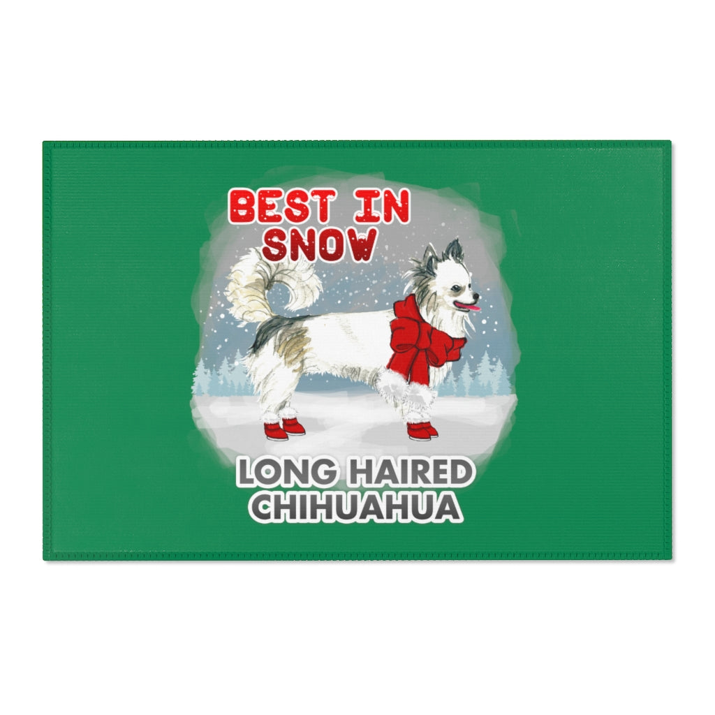 Long Haired Chihuahua Best In Snow Area Rug