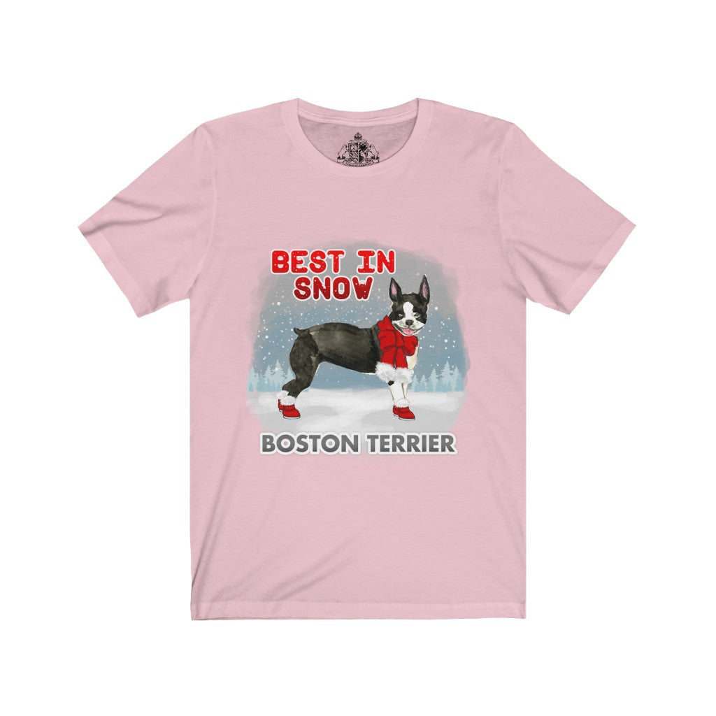 Boston Terrier Best In Snow Unisex Jersey Short Sleeve Tee