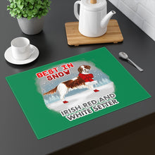 Load image into Gallery viewer, Irish Red and White Setter Best In Snow Placemat
