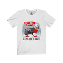 Load image into Gallery viewer, Bearded Collie Best In Snow Unisex Jersey Short Sleeve Tee