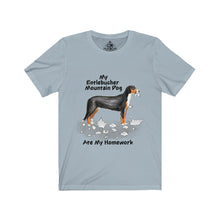 Load image into Gallery viewer, My Entlebucher Mountain Dog Ate My Homework Unisex Jersey Short Sleeve Tee