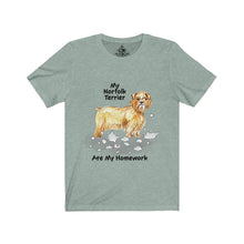Load image into Gallery viewer, My Norfolk Terrier Ate My Homework Unisex Jersey Short Sleeve Tee
